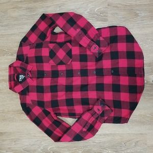 (XXS) Aritzia TNA Buffalo Plaid Print Oversized Fit Top Lumberjack 100% Cotton